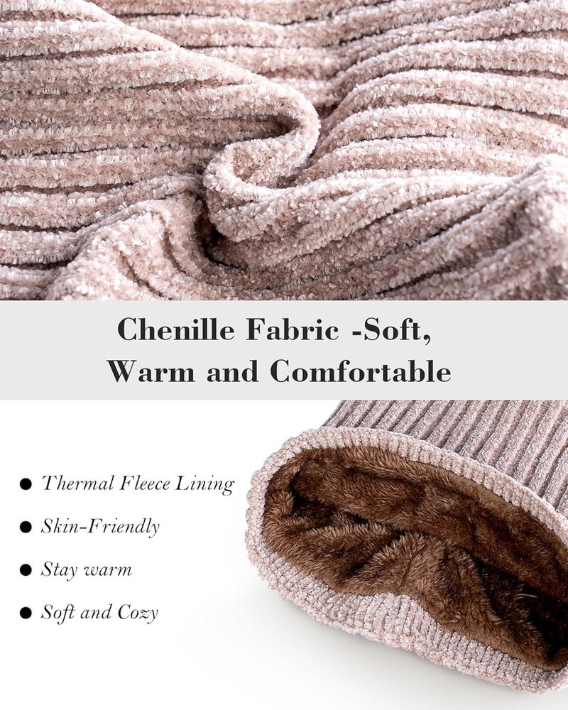 MSDC Winter Scarf for Women Neck Gaiter Warmer Chenille Fleece Face Mask Covering for Cold Weather Gifts - Image 3